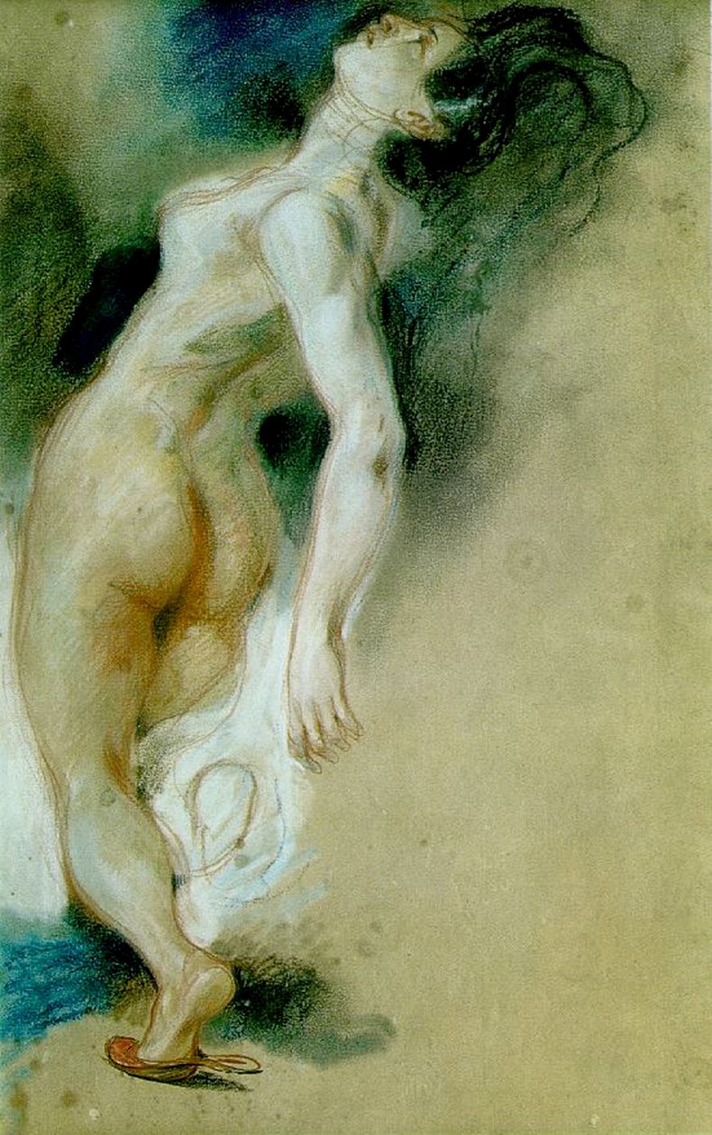 Studio per la morte di Sardanapalo (pastello, gesso rosso e bianco su carta) da Ferdinand Victor Eugene Delacroix