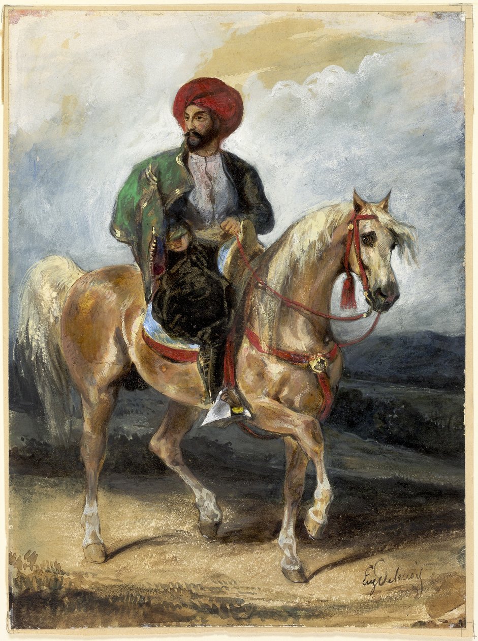 Il cavaliere turco, 1834 circa (gouache e acquerello su carta) da Ferdinand Victor Eugene Delacroix