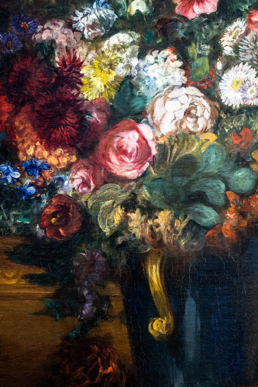 Vaso di fiori su una consolle, dettaglio da Ferdinand Victor Eugene Delacroix