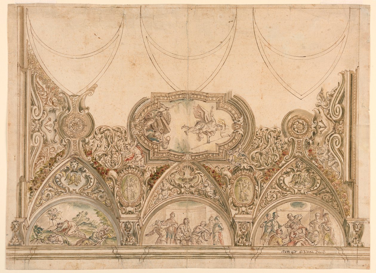 Progetto per la decorazione del soffitto di una cappella da Ferdinando Galli Bibiena