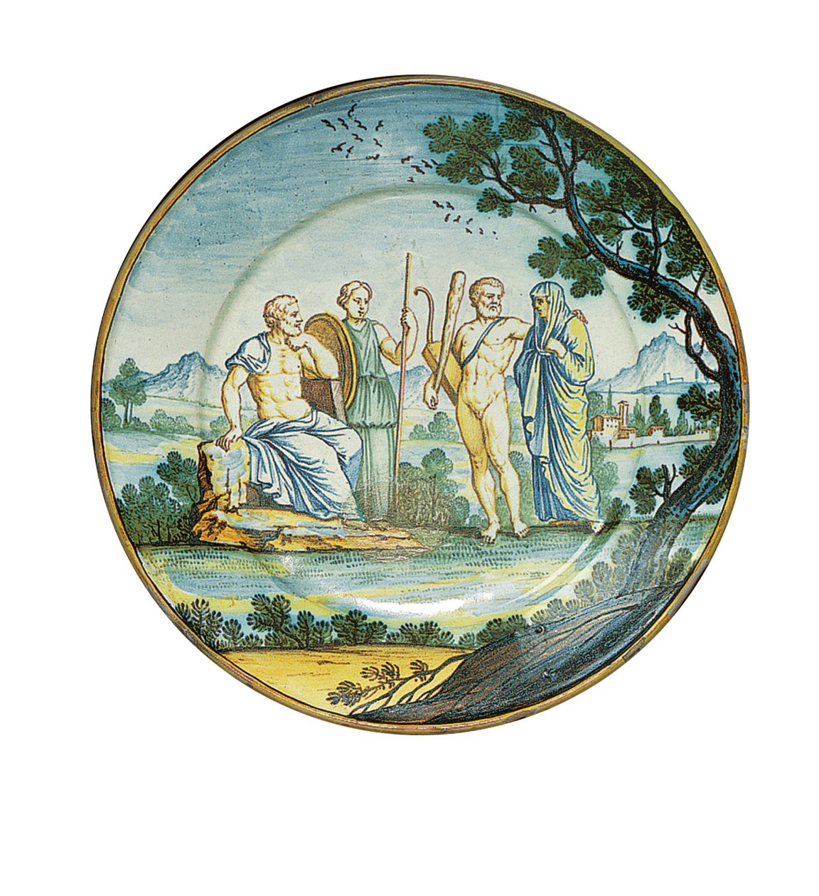Piatto di Siena, con Ercole che porta Alcesti davanti al re Admeto, c.1745 da Ferdinando Maria Campani
