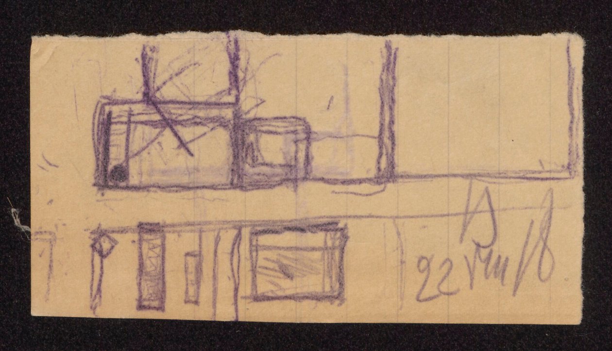Entwürfe für den Umbau der "Mauer" in Bohdanów - Plan der Gutshofanlagen (?) da Ferdynand Ruszczyc