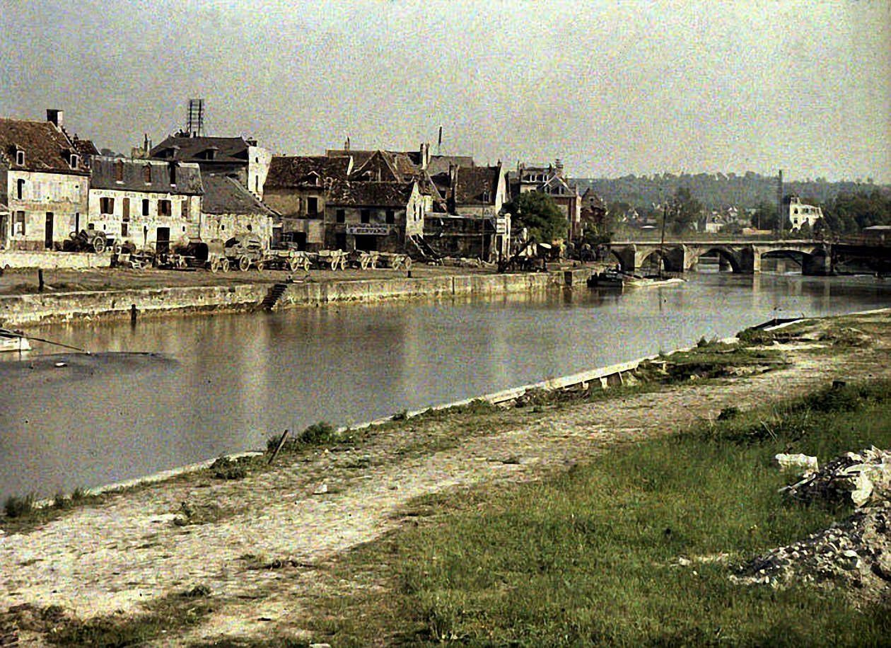Il fiume Aisne e il Pont des Anglais, Soissons, Francia, 1917 da Fernand Cuville