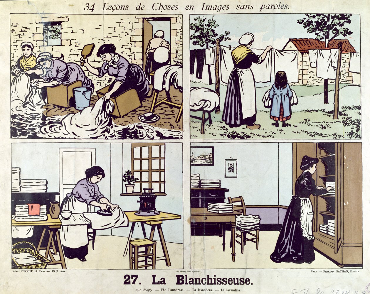 La lavandaia, da 34 Lezioni di Immagini senza Parole, inizio XX secolo da Fernand and Perrot, Jean Fau