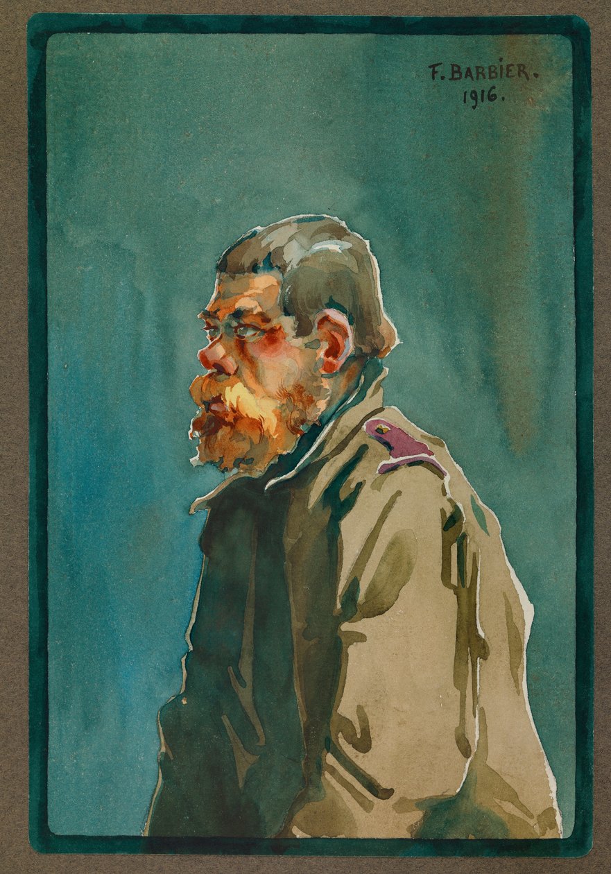 Soldato russo fatto prigioniero nel 1916, Gustrow (acquerello) da Fernand Barbier