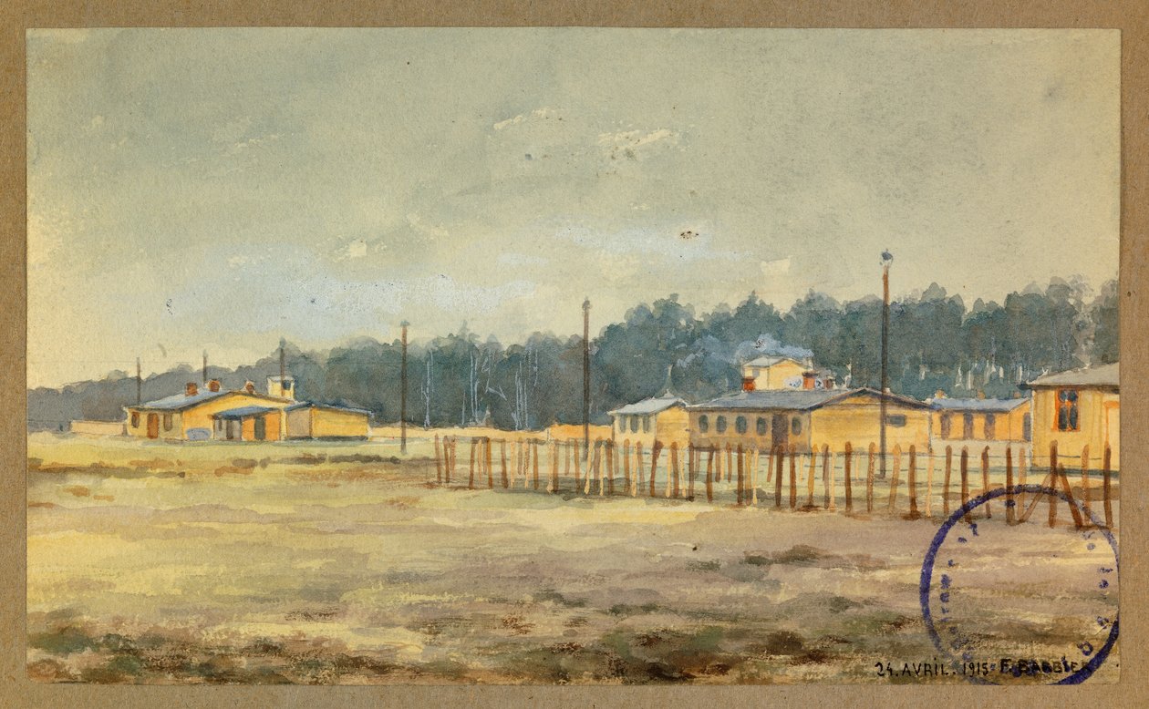 Vista del lato ovest delle cucine e delle mense del campo da Fernand Barbier