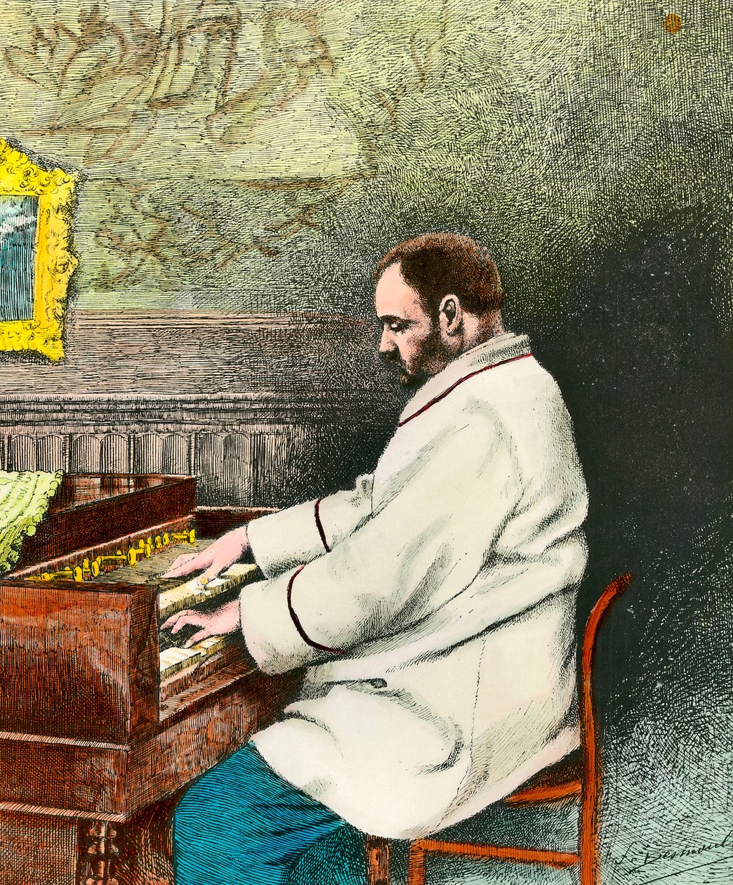 Ritratto di Emile Zola che suona l