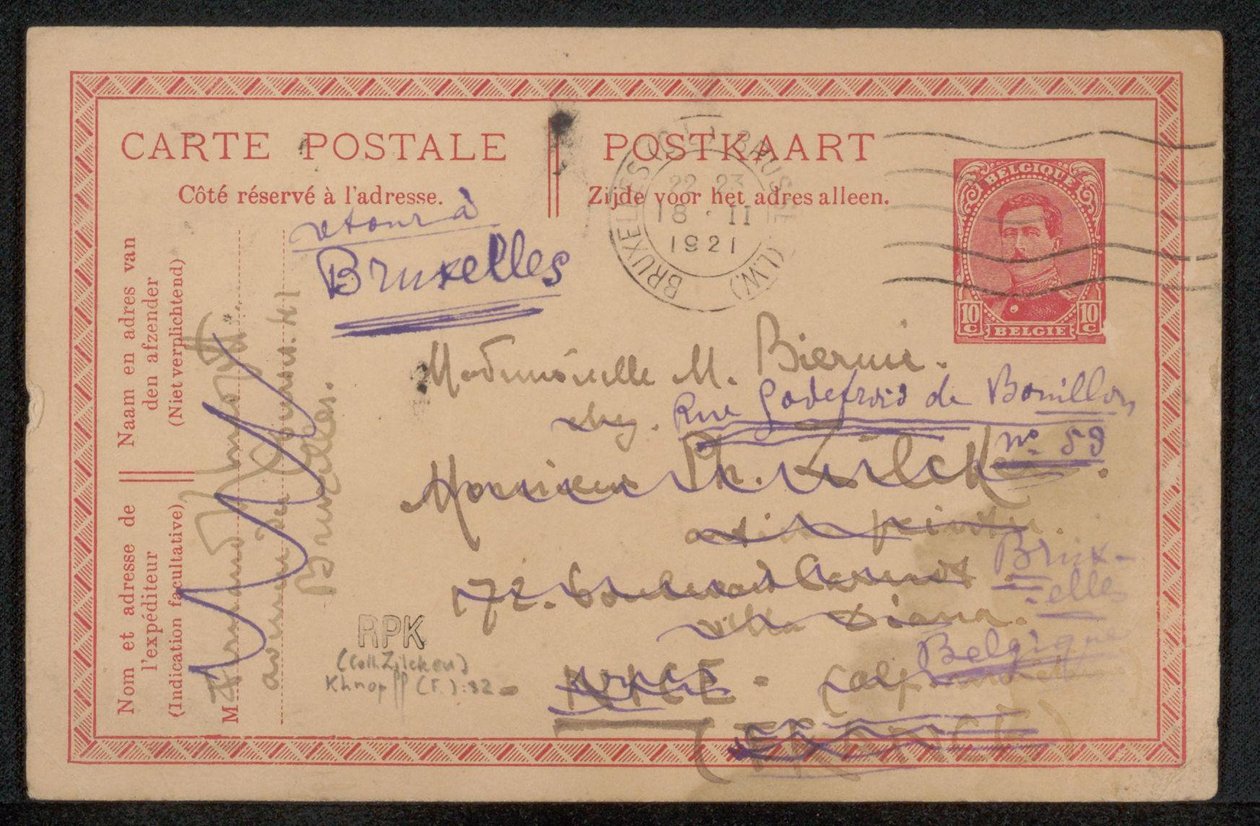Postkarte an Maria Biermé da Fernand Khnopff