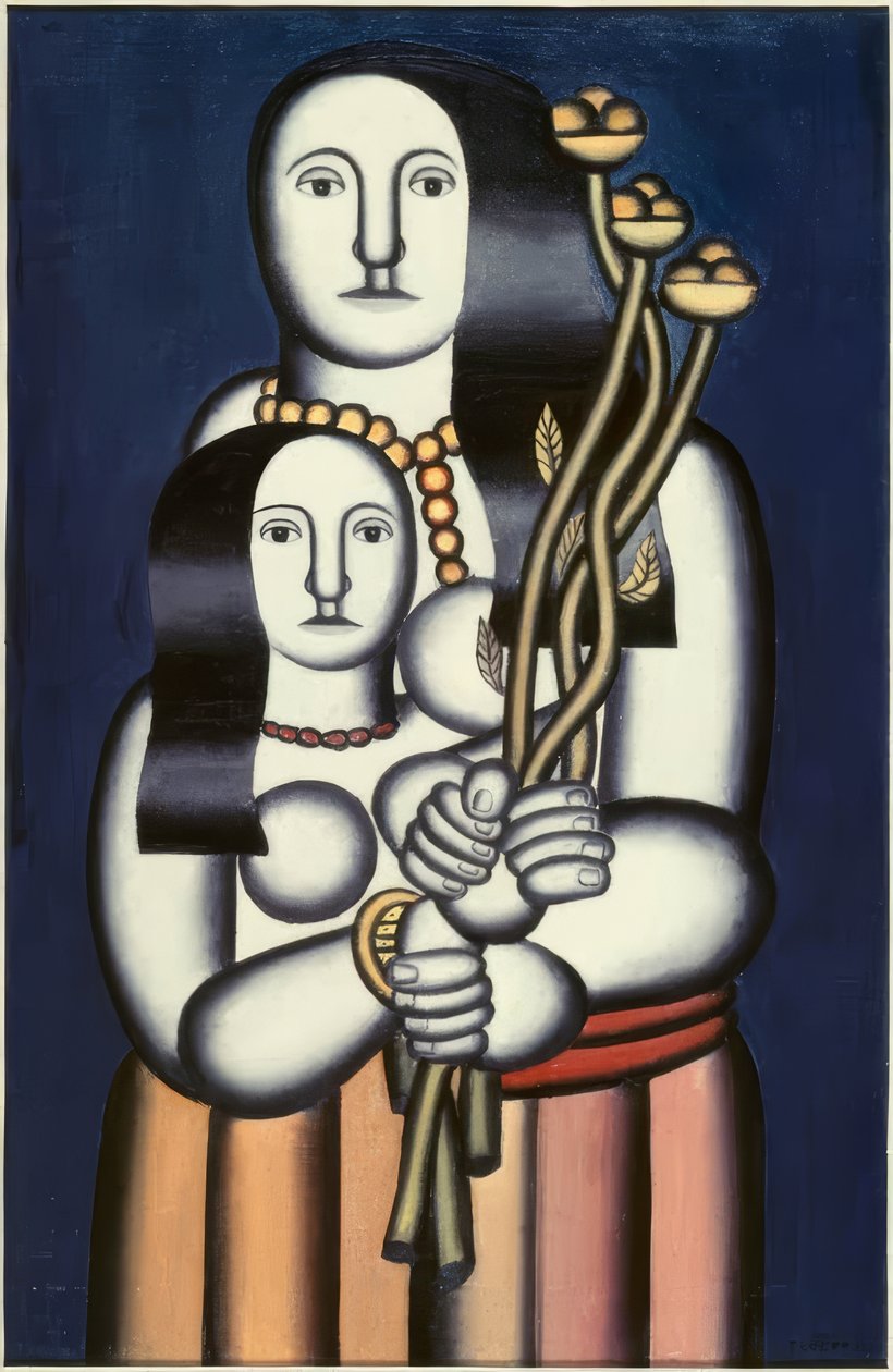 Due donne su sfondo blu da Fernand Leger