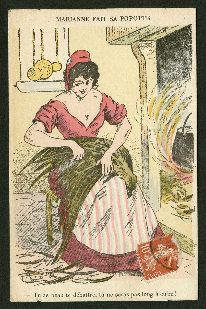 Cartolina, satirico a colori da Fernand Louis Gottlob