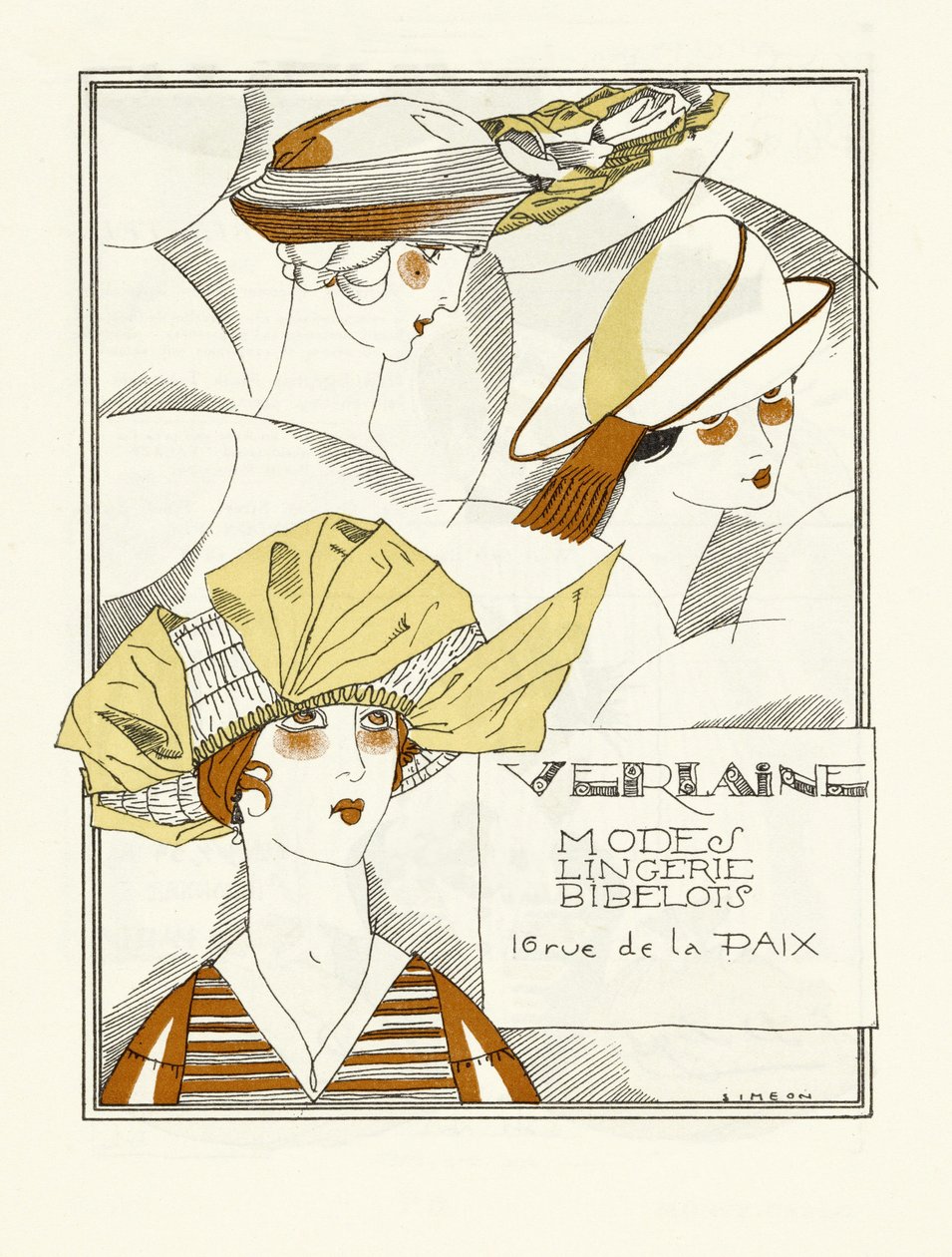 Pubblicità per Verlaine, Modes, Lingerie, Bibelots, pub. 1914 da Fernand Siméon