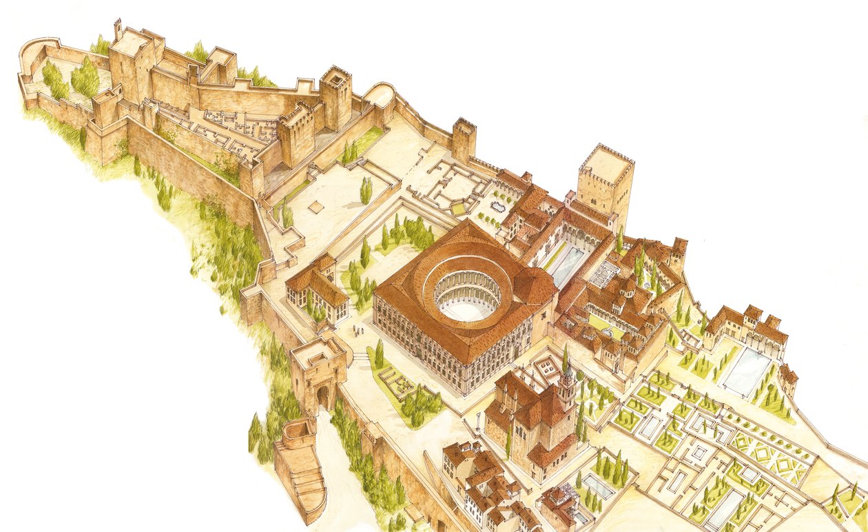 Alhambra, Granada, Spagna. Castello e palazzi da Fernando Aznar Cenamor