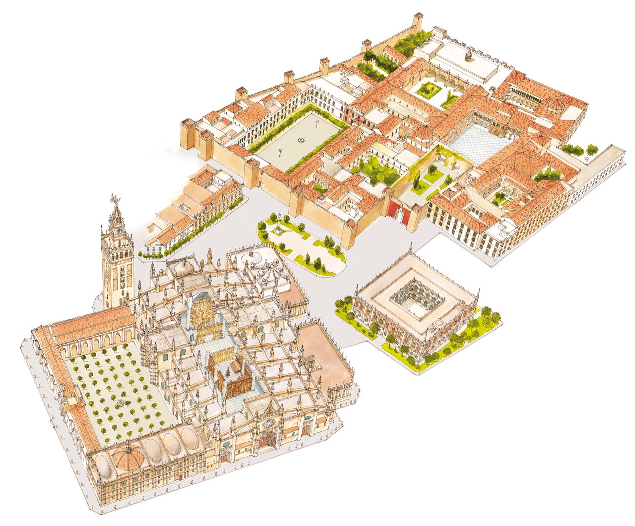 Cattedrale, Reales Alcazares, Archivo de Indias. Siviglia, Spagna da Fernando Aznar Cenamor