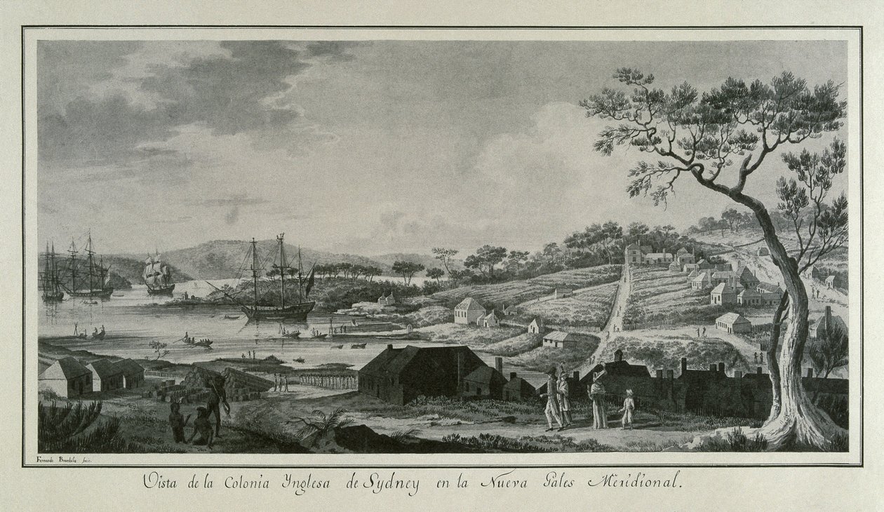 Australia, colonia inglese del Nuovo Galles del Sud (disegno della spedizione scientifica di Alejandro Malaspina) da Fernando Brambila