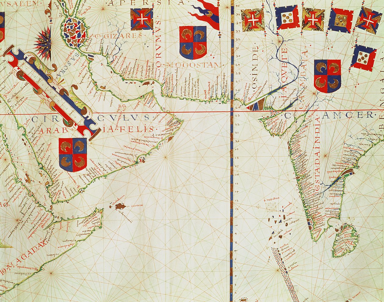 Fol.16 Mappa di Persia, Arabia e India, da un atlante, 1571 da Fernao Vaz Dourado