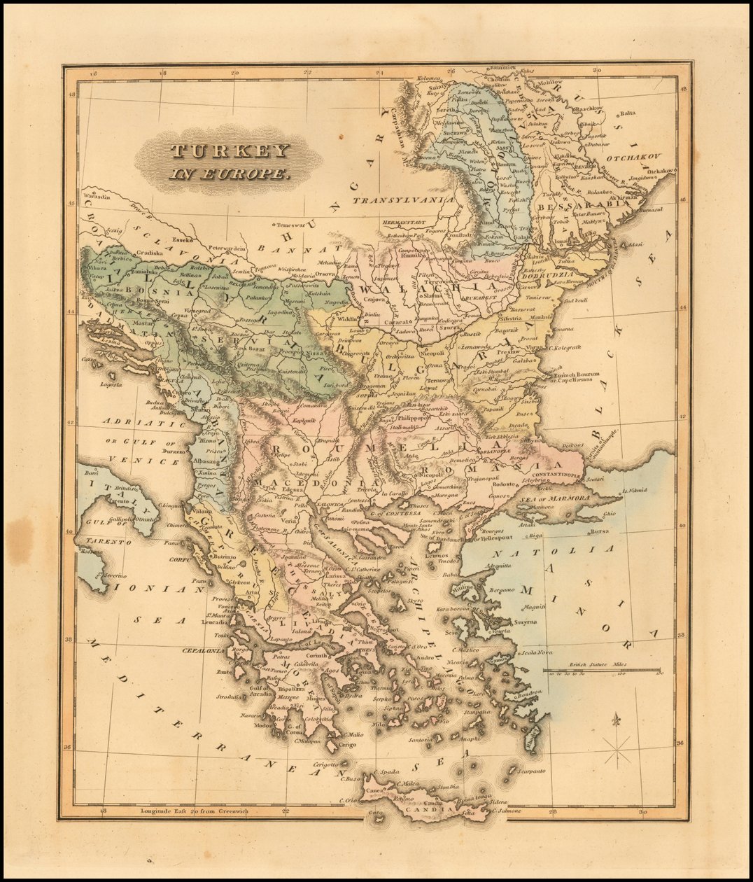 Carta della Turchia in Europa del 1823 di Fielding Lucas, Jr. da Fielding Lucas Jr.