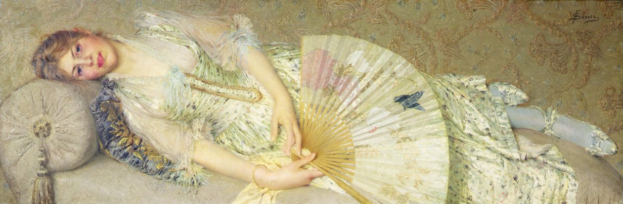 Giovane donna sdraiata su un divano da Filadelfo Simi