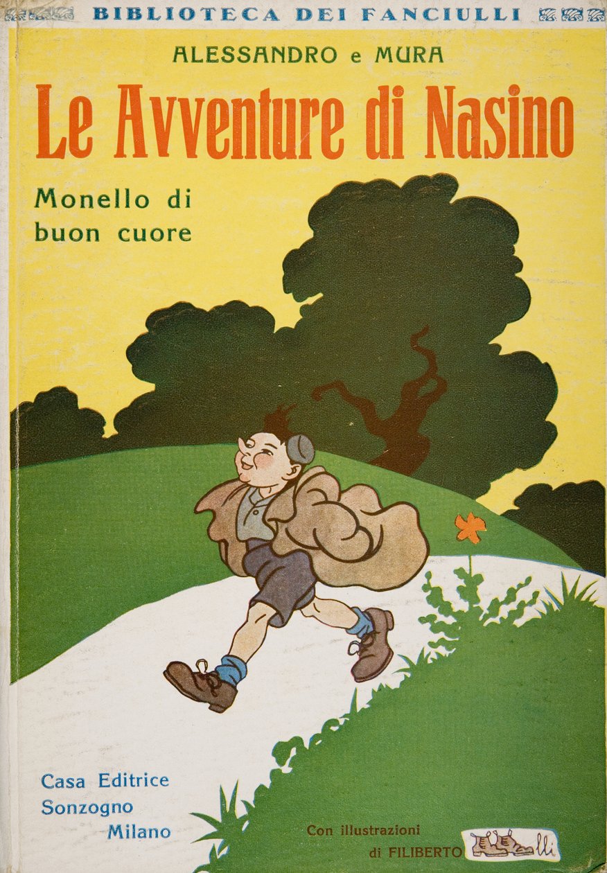 Copertina di Le Avventure di Nasino, Monello di buon cuore di Alessandro e Mura, c.1920 da Filiberto Scarpelli