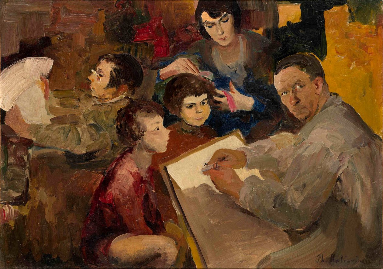 Autoritratto con la famiglia da Filipp Andreevich Maliavin