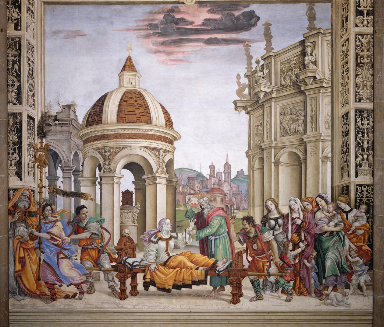 Parete nord della Cappella Strozzi, La resurrezione di Drusiana da parte di San Giovanni Evangelista, c.1457-1502 da Filippino Lippi