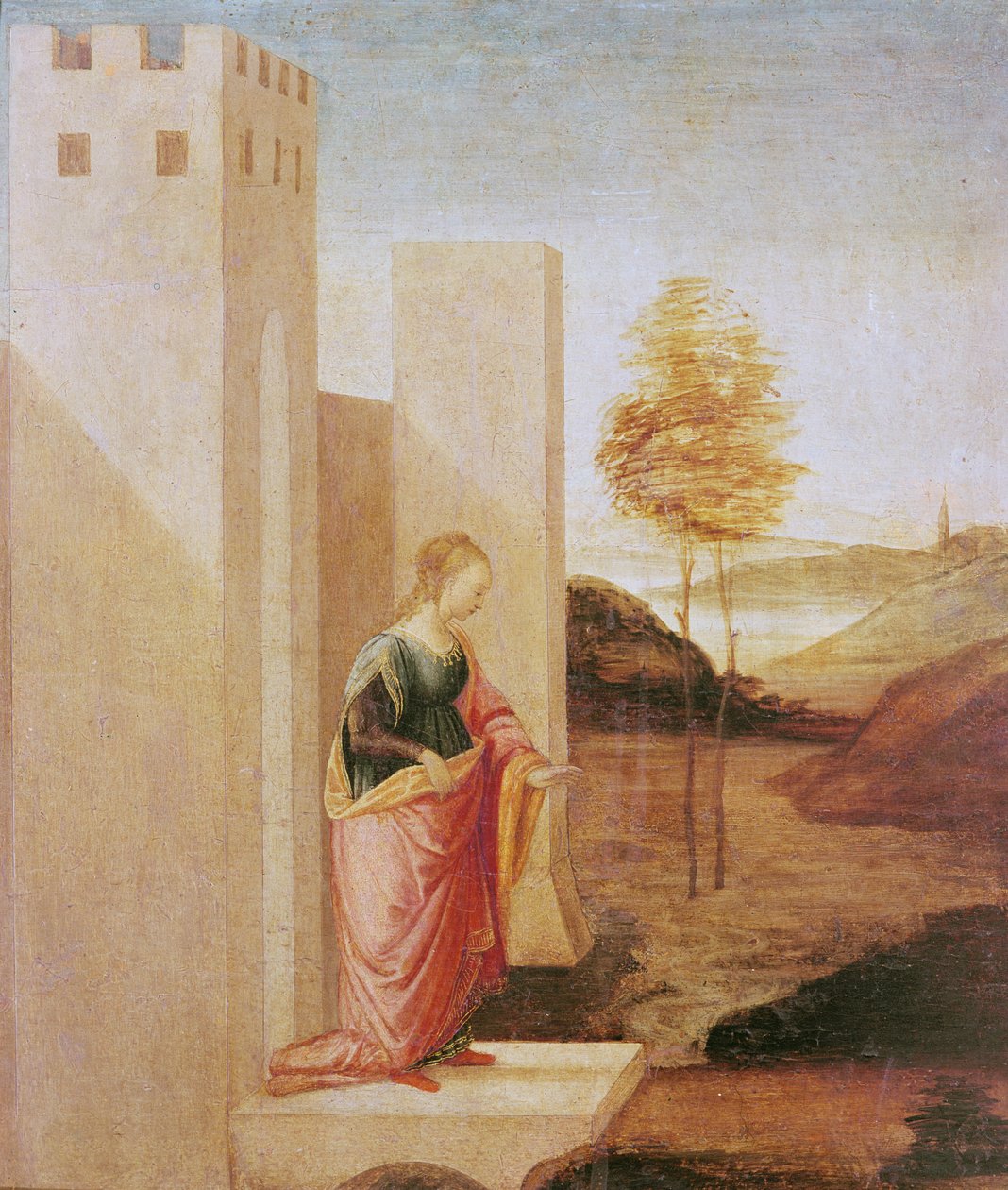 La regina Vashti lascia il palazzo reale da Filippino Lippi