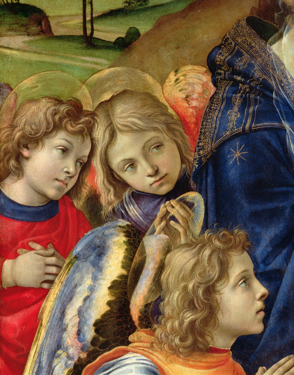 La Visione di San Bernardo, dettaglio di tre angeli, 1480 da Filippino Lippi