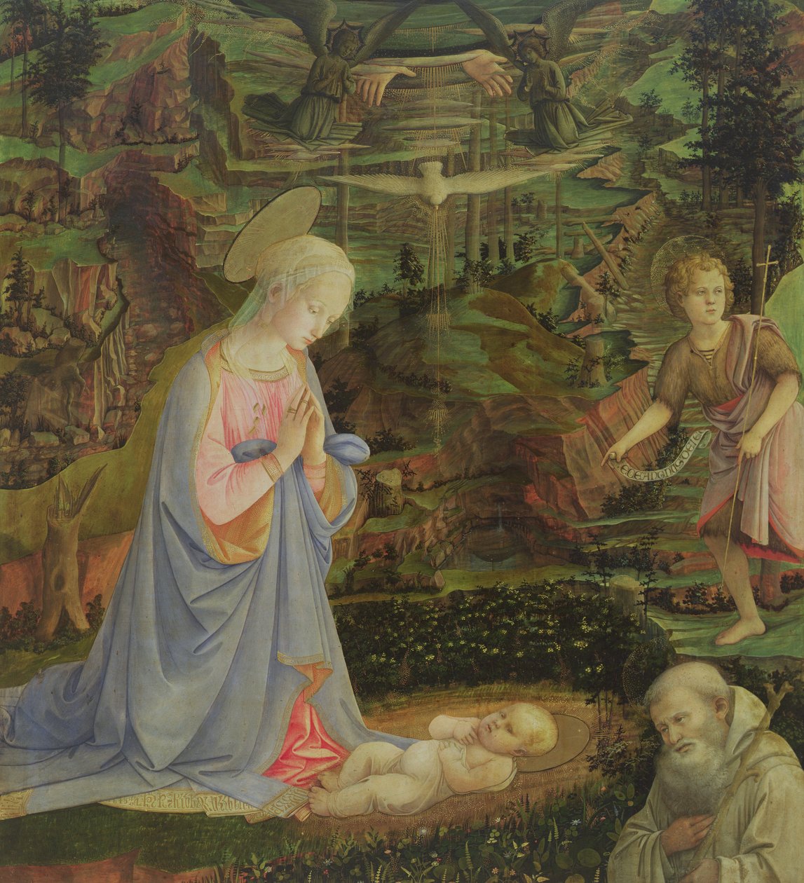 Adorazione del Bambino con il piccolo San Giovanni e San Romualdo da Filippino Lippi