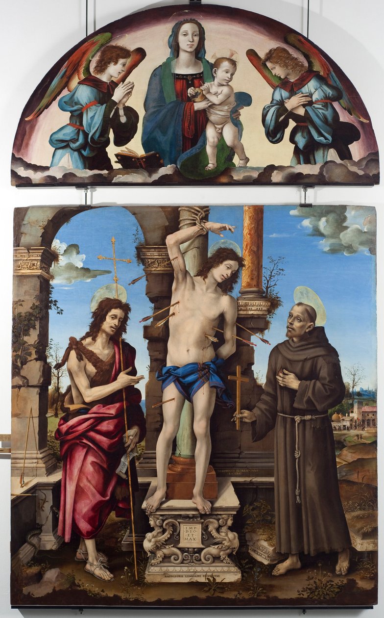 San Sebastiano circondato da San Giovanni Battista e San Francesco d