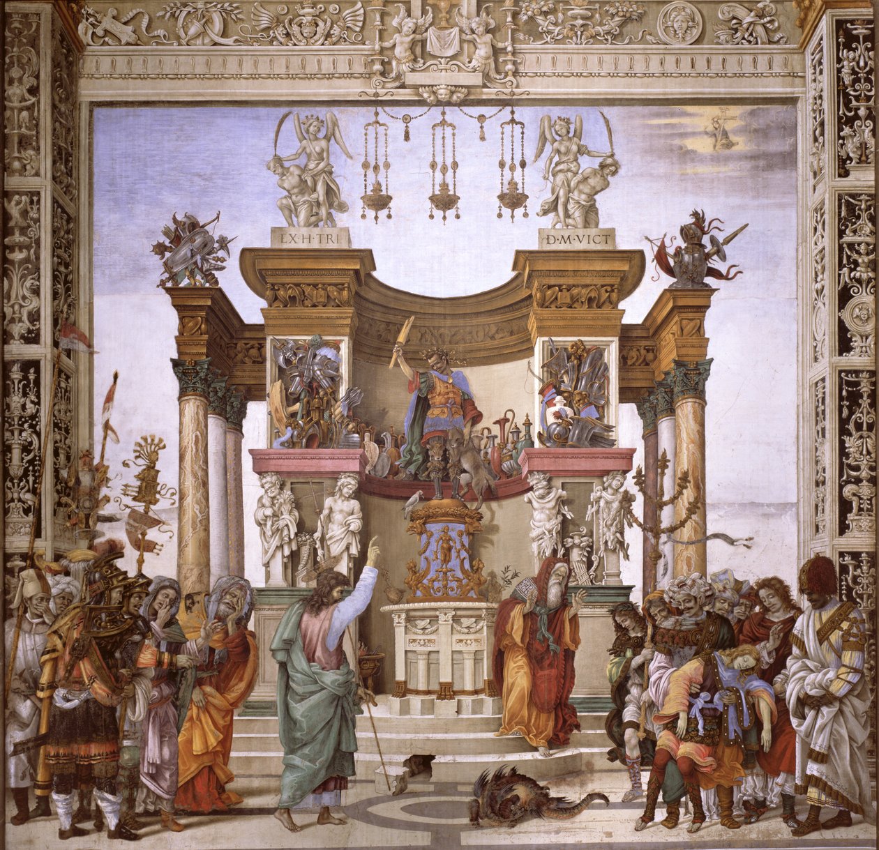 San Filippo che esorcizza il demone dal tempio di Marte, parete sud della Cappella Strozzi, c.1497-1502 da Filippino Lippi