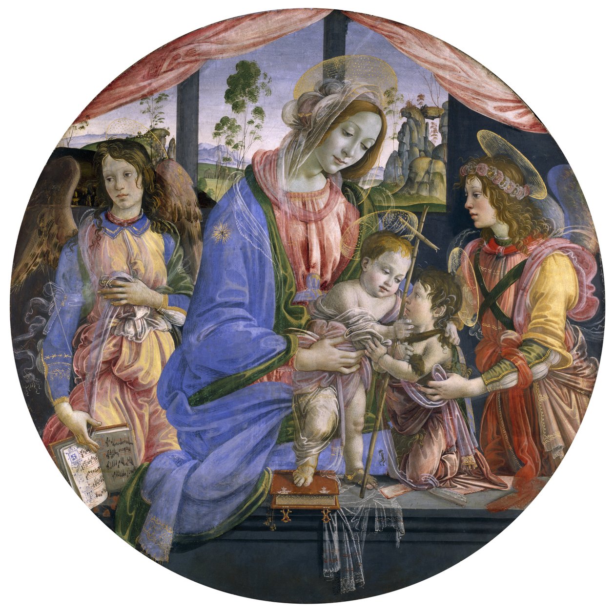 La Madonna e il Bambino con il piccolo San Giovanni e due angeli, metà del 1480 da Filippino Lippi