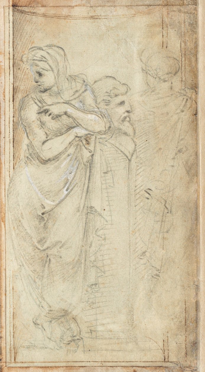 Due donne drappeggiate in piedi ai lati di un erma da Filippino Lippi