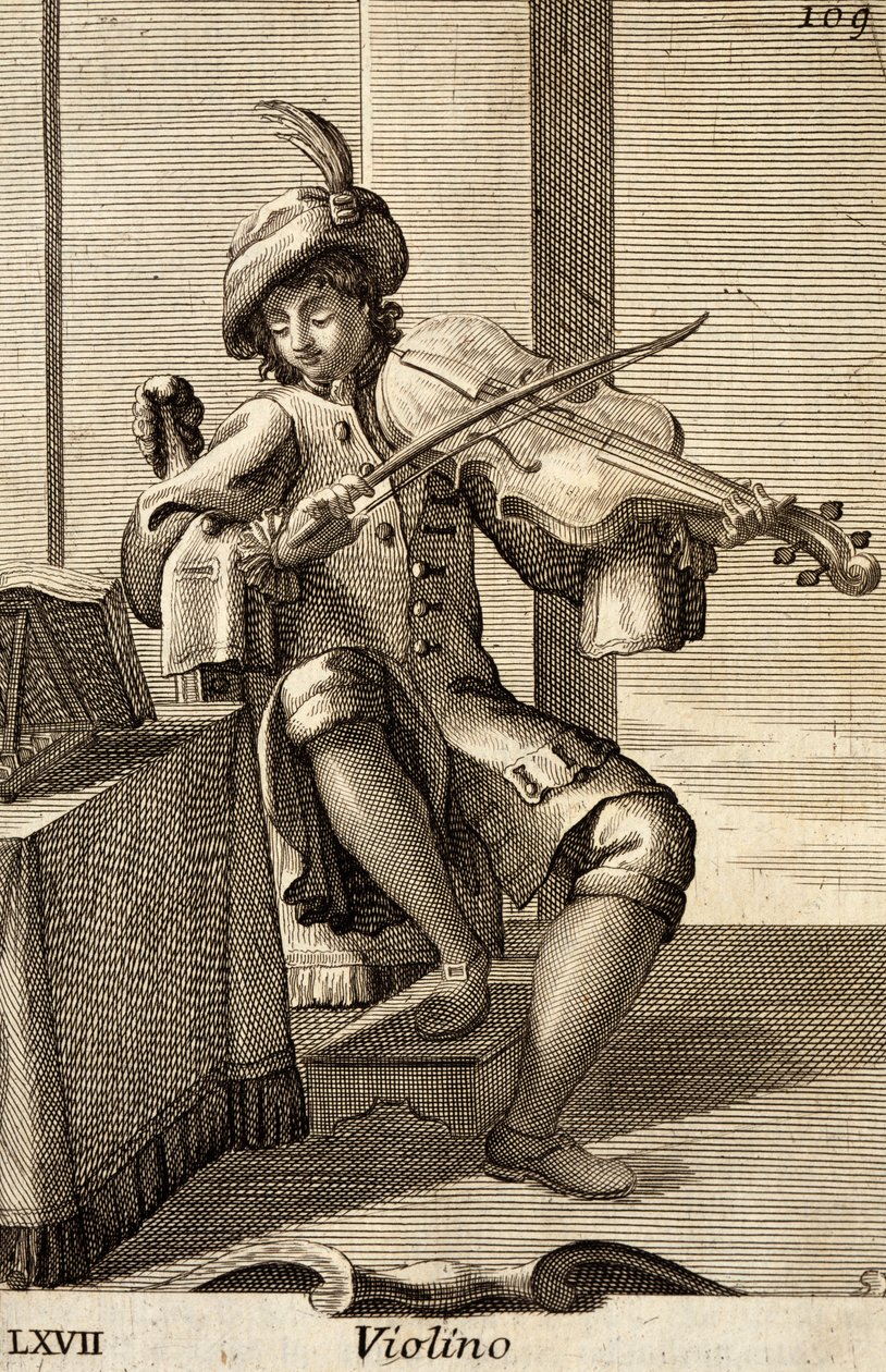 Uomo che suona il violino da Filippo Bonanni