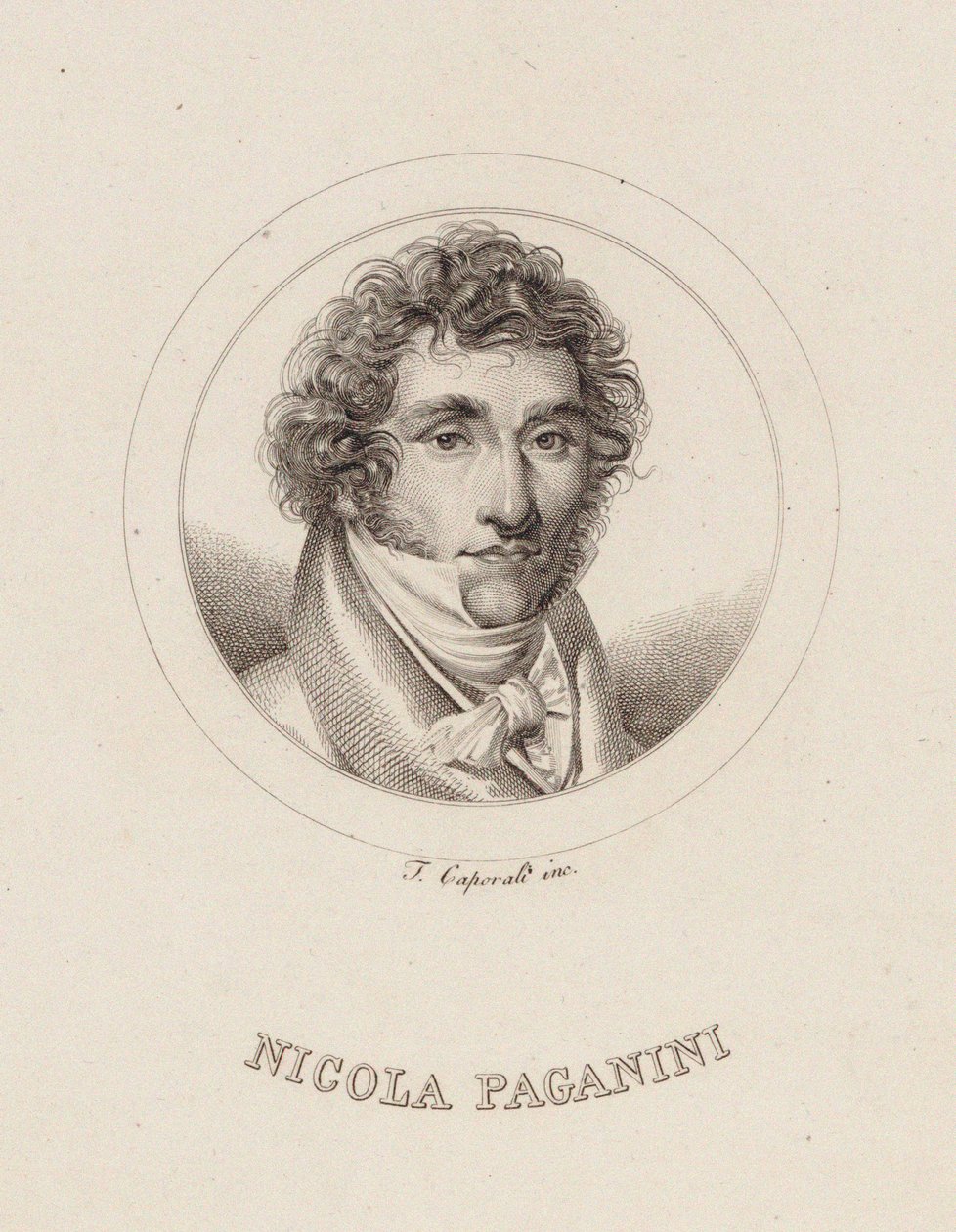 Ritratto di Niccolò Paganini 1782-1840, 1840 da Filippo Caporali