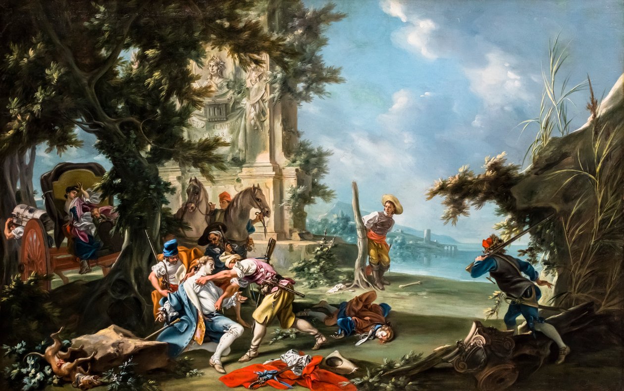 Attacco dei briganti, 1735/40 circa (dipinto) da Filippo Falciatore