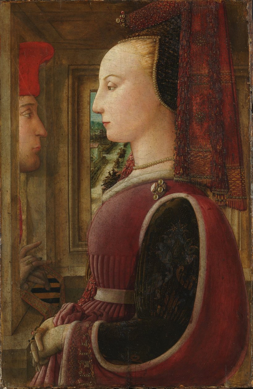 Ritratto di donna con uomo alla finestra da Filippo Lippi