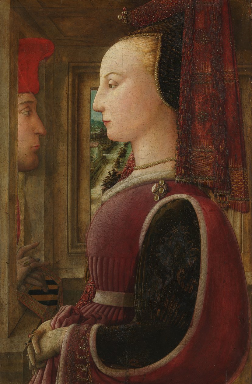 Ritratto di una donna con un uomo alla finestra da Fra Filippo Lippi