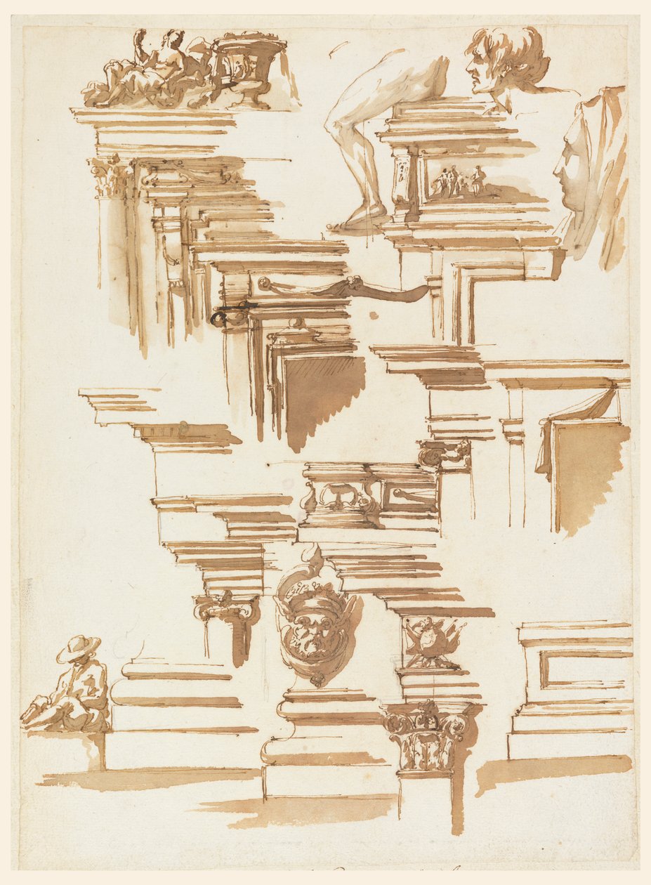 Dettagli architettonici; figure umane da Filippo Marchionni