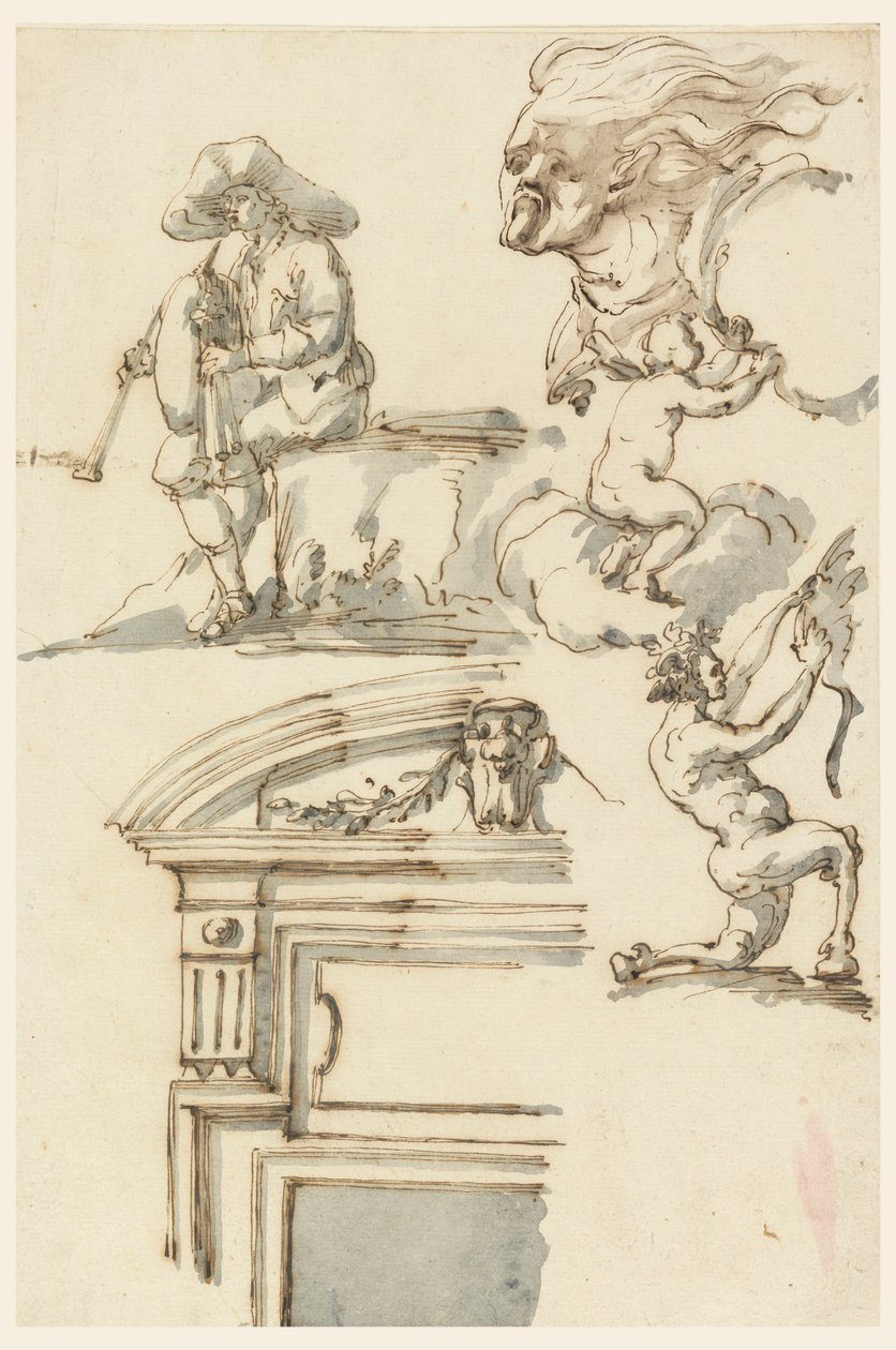 Studi di cornici di porte e figure da Filippo Marchionni