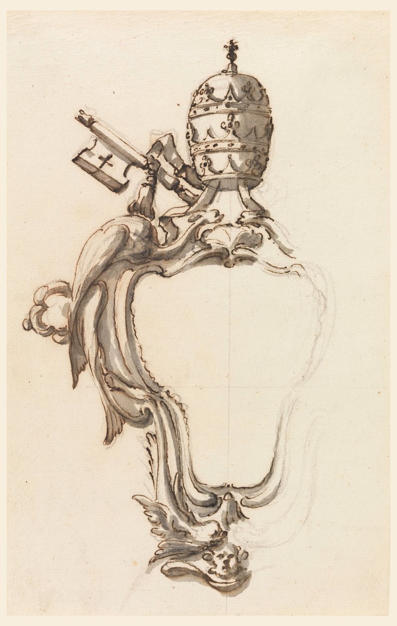Disegno, uno scudo papale, 1740-70 da Filippo Marchionni