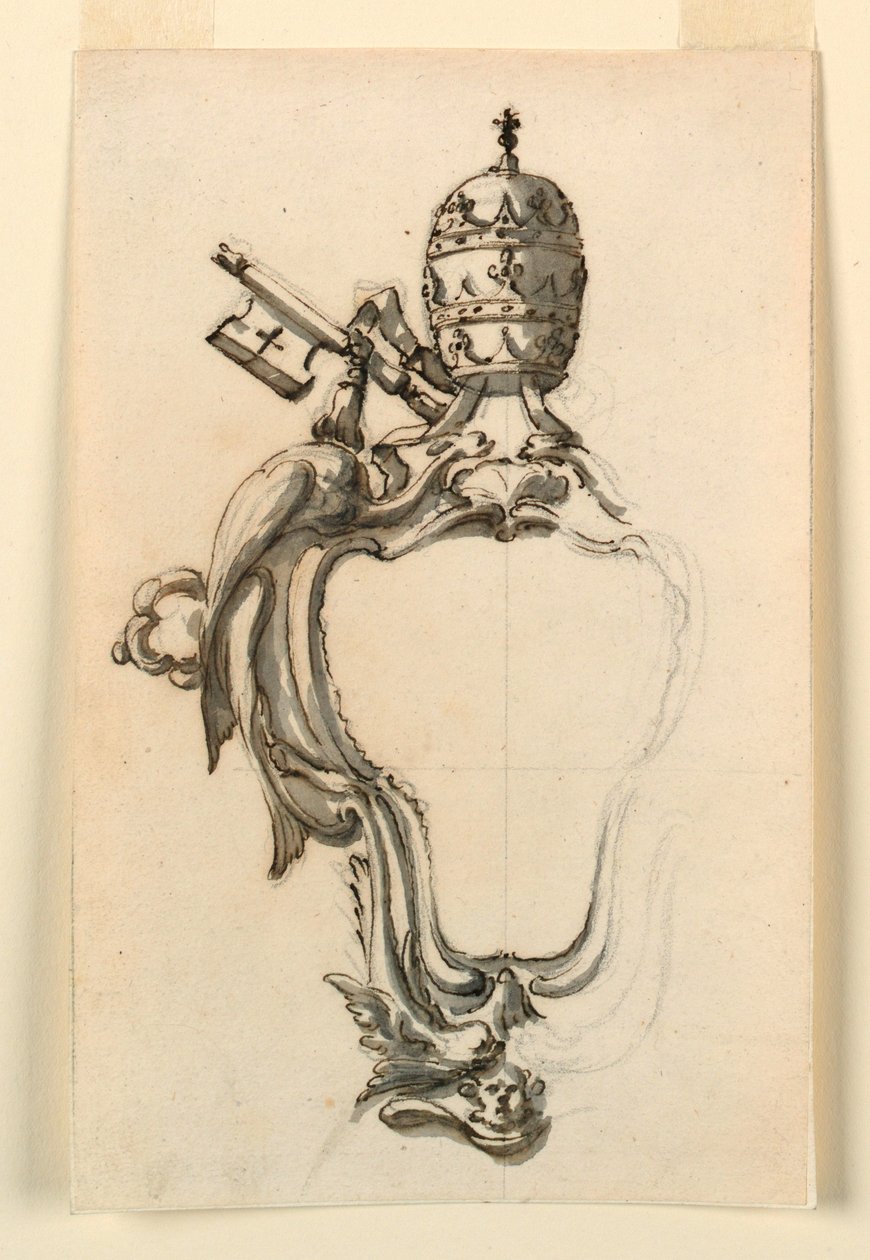 Disegno, uno scudo papale, 1740-70 da Filippo Marchionni