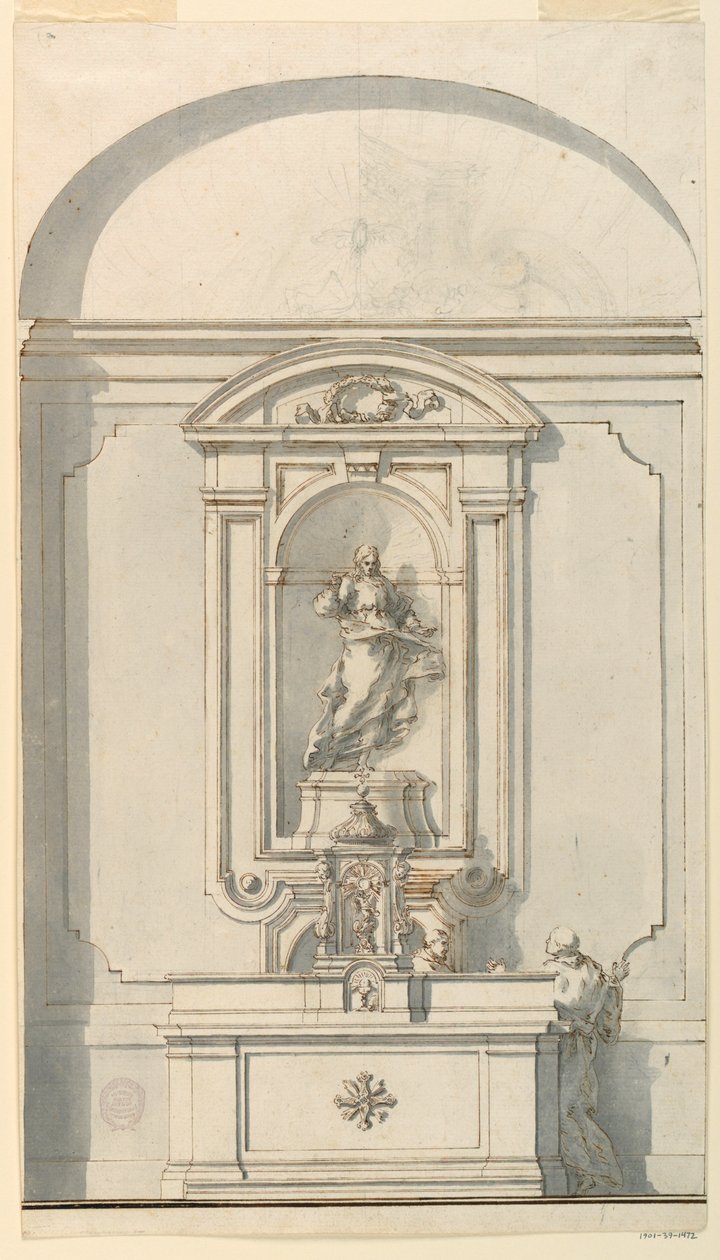 Disegno, Altare con tabernacolo e due sacerdoti in conversazione, 1750-75 da Filippo Marchionni