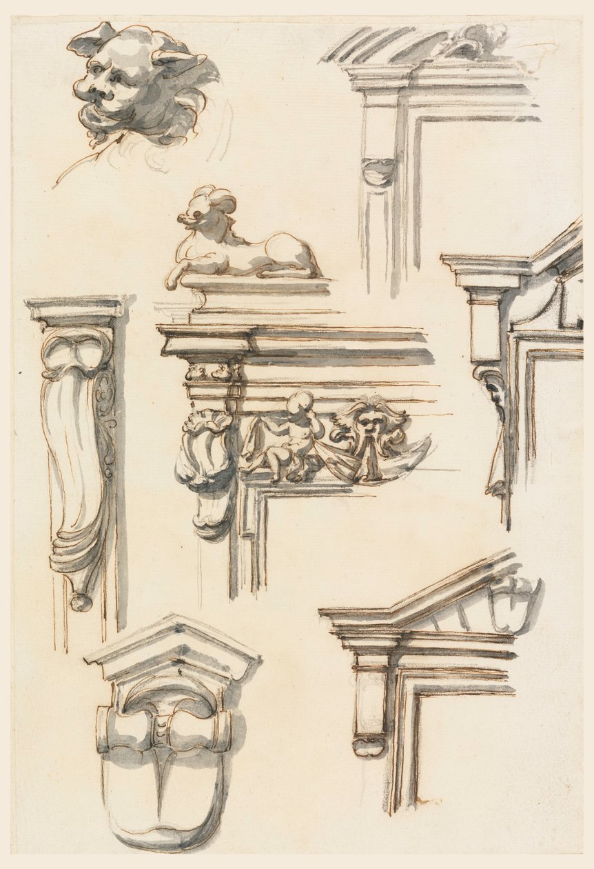 Disegno, studi di architettura, 1750-75 da Filippo Marchionni