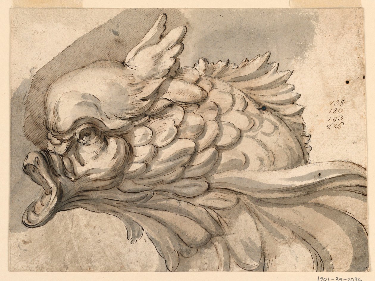 Disegno, Testa di delfino, 1775 ca. da Filippo Marchionni