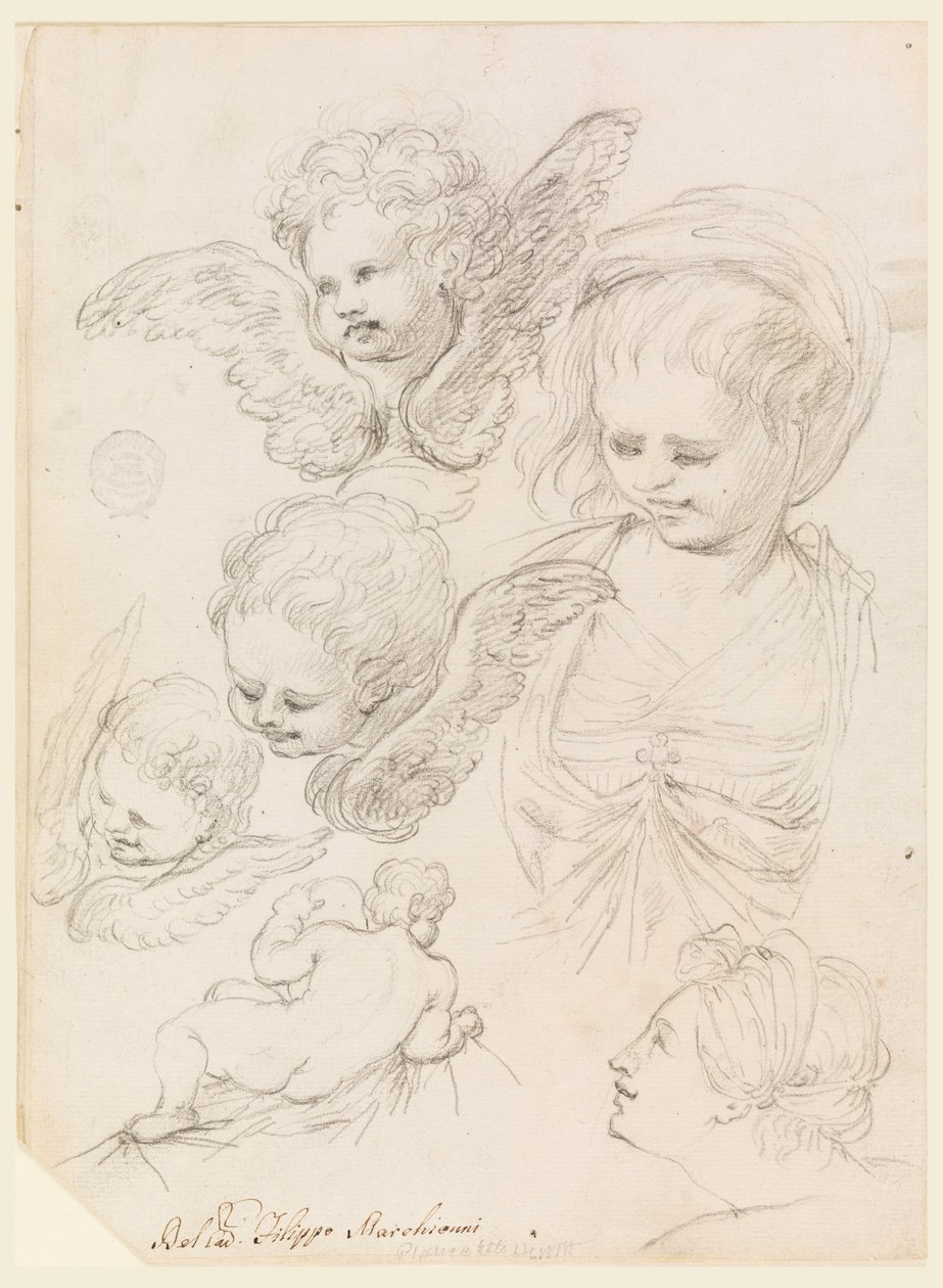 Disegno, Studi per una rappresentazione religiosa, 1725-40 da Filippo Marchionni