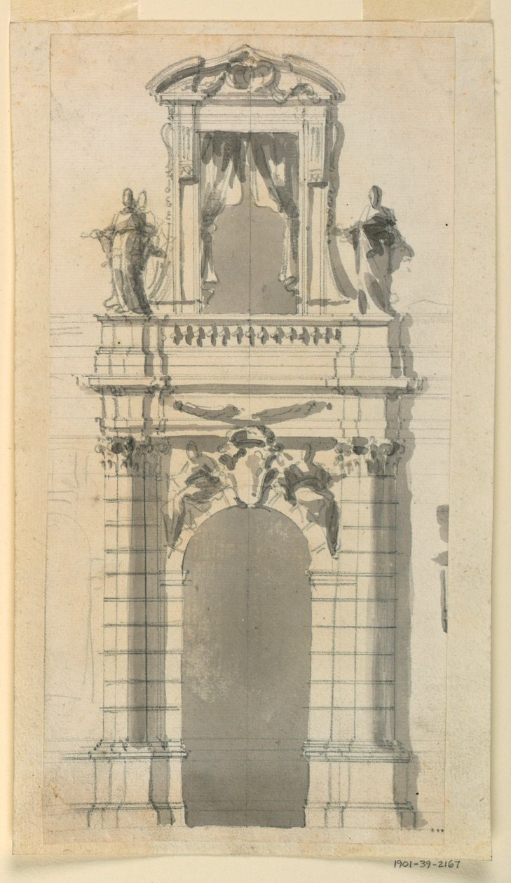 Disegno, prospetto della parte centrale inferiore di un palazzo cittadino, 1770-85 da Filippo Marchionni