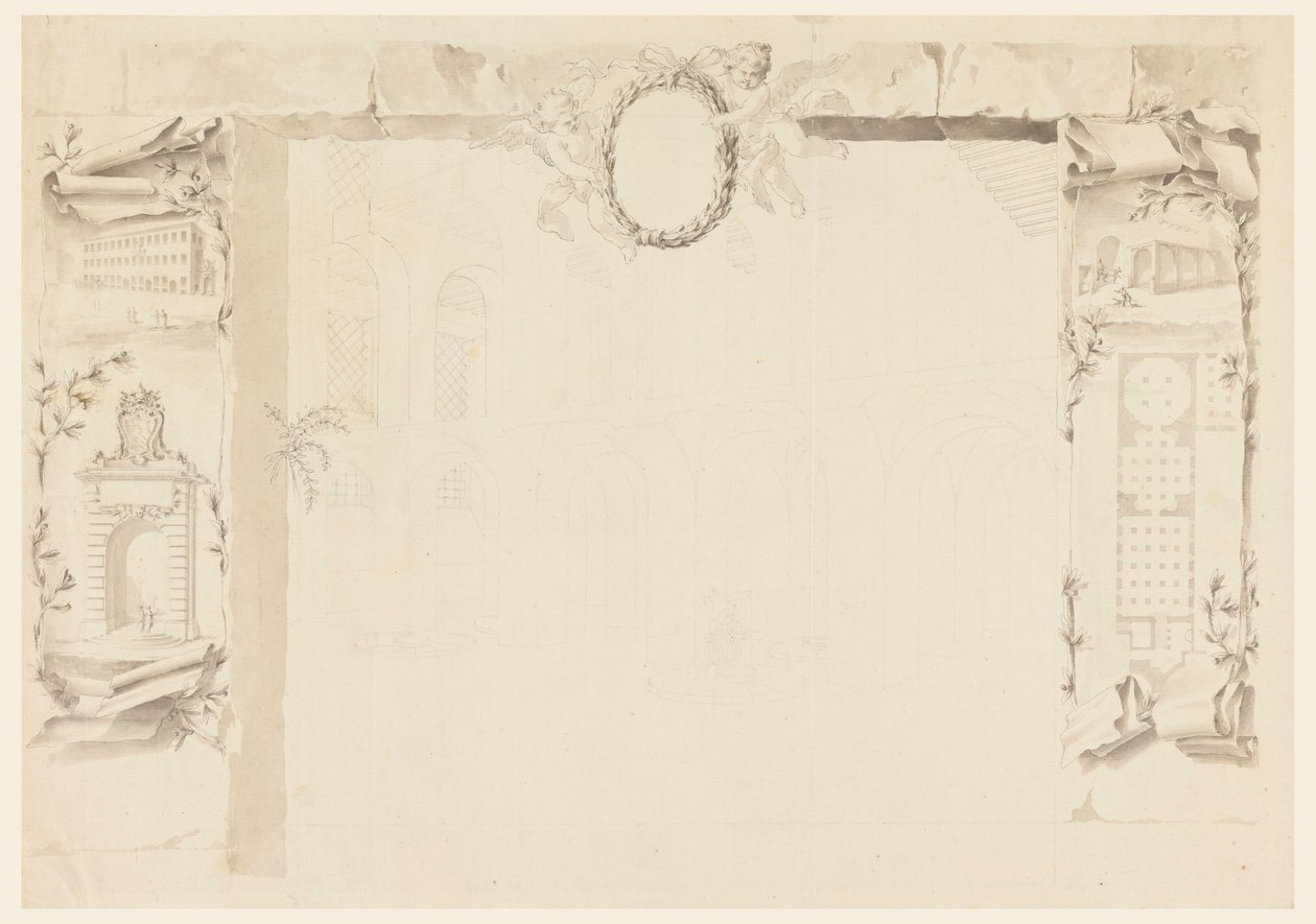 Disegno, progetto incompiuto per un foglio commemorativo riferito all