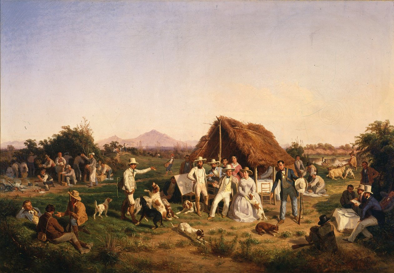 Italian: La famiglia reale di Napoli a caccia The royal family of Naples on the hunt da Filippo Palizzi