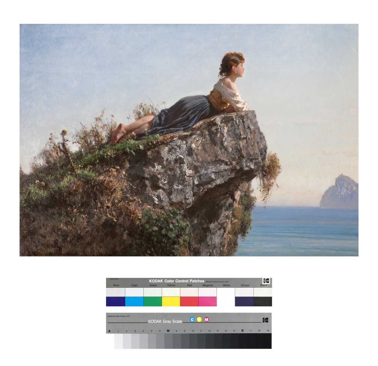 Giovane ragazza su una roccia a Sorrento da Filippo Palizzi