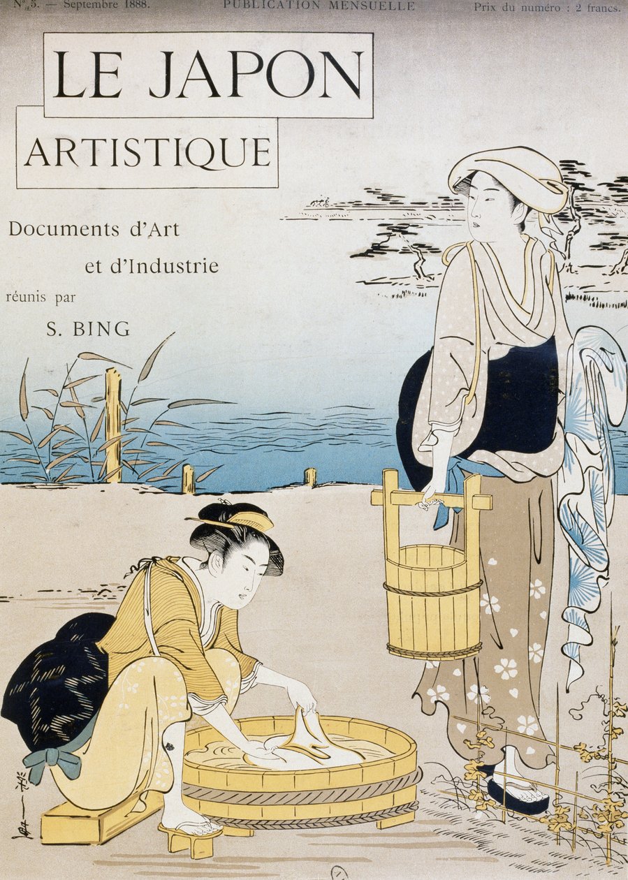 Donne che lavano nel fiume, copertina di Firmin Gillot, Le Japon Artistique, documenti d