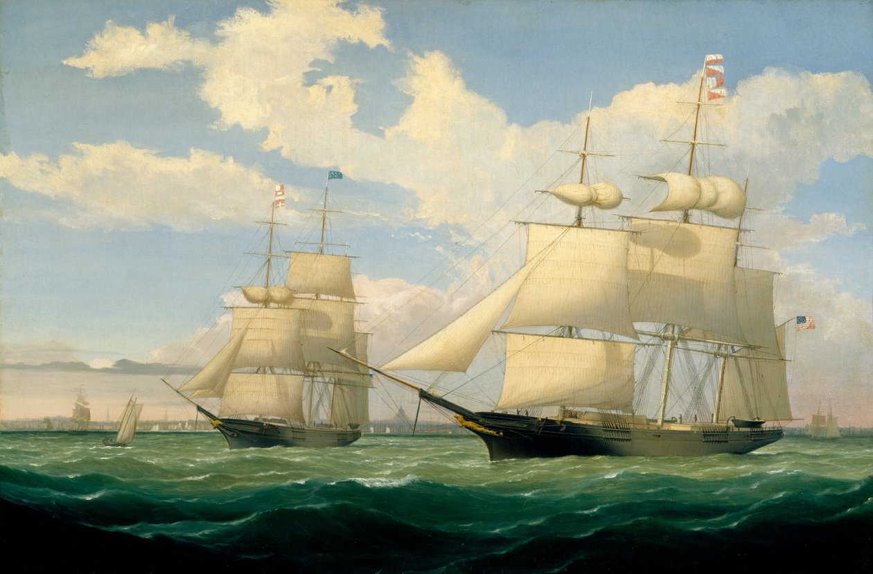 Le navi Winged Arrow e Southern Cross nel porto di Boston da Fitz Henry Lane